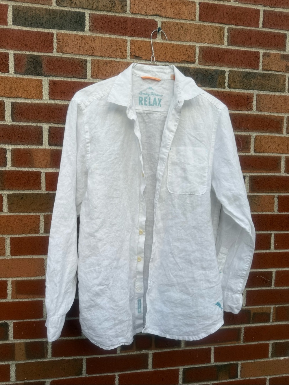 Tommy Bahama Relax Fit 100% Linen White Button Front Shirt Men's Medium